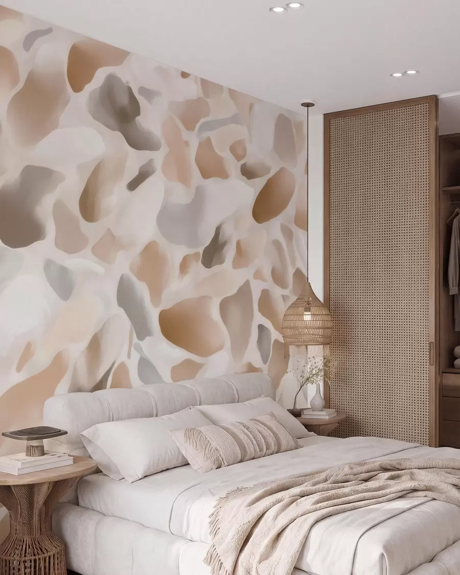 murais de parede Textura abstrata de terrazzo natural em tons claros w09933