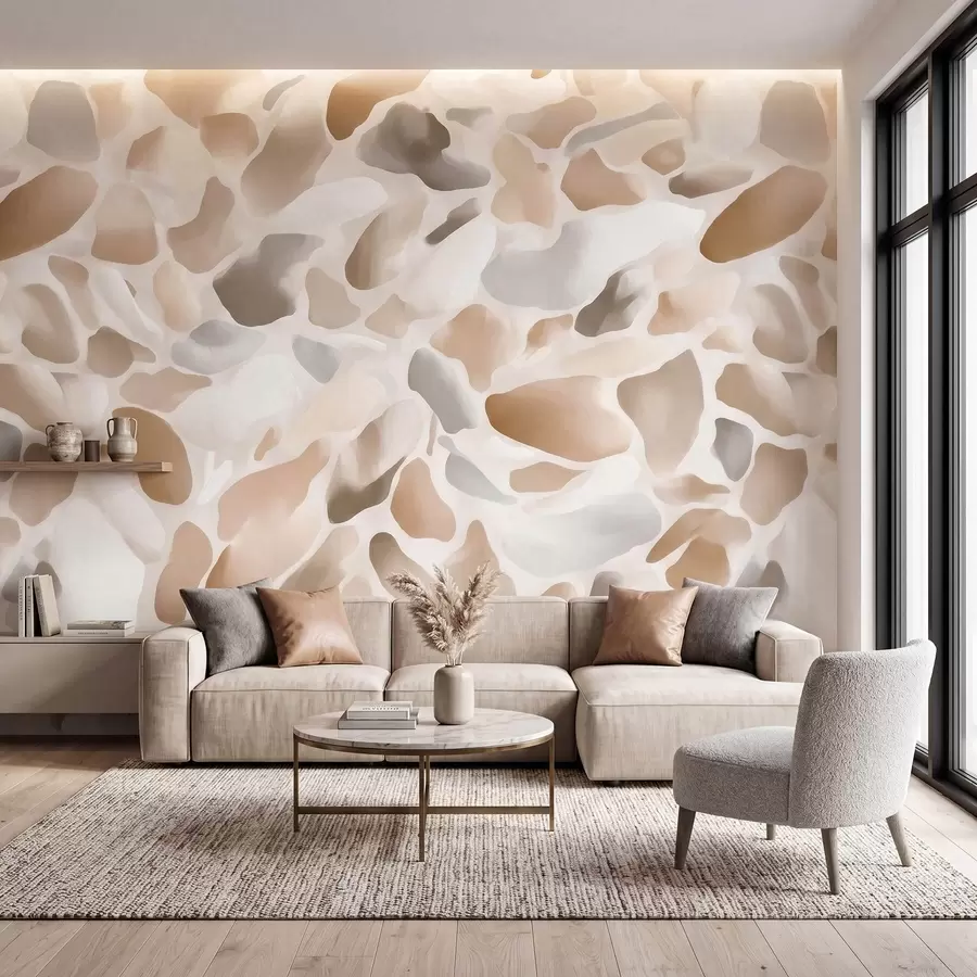 murais de parede Textura abstrata de terrazzo natural em tons claros w09933