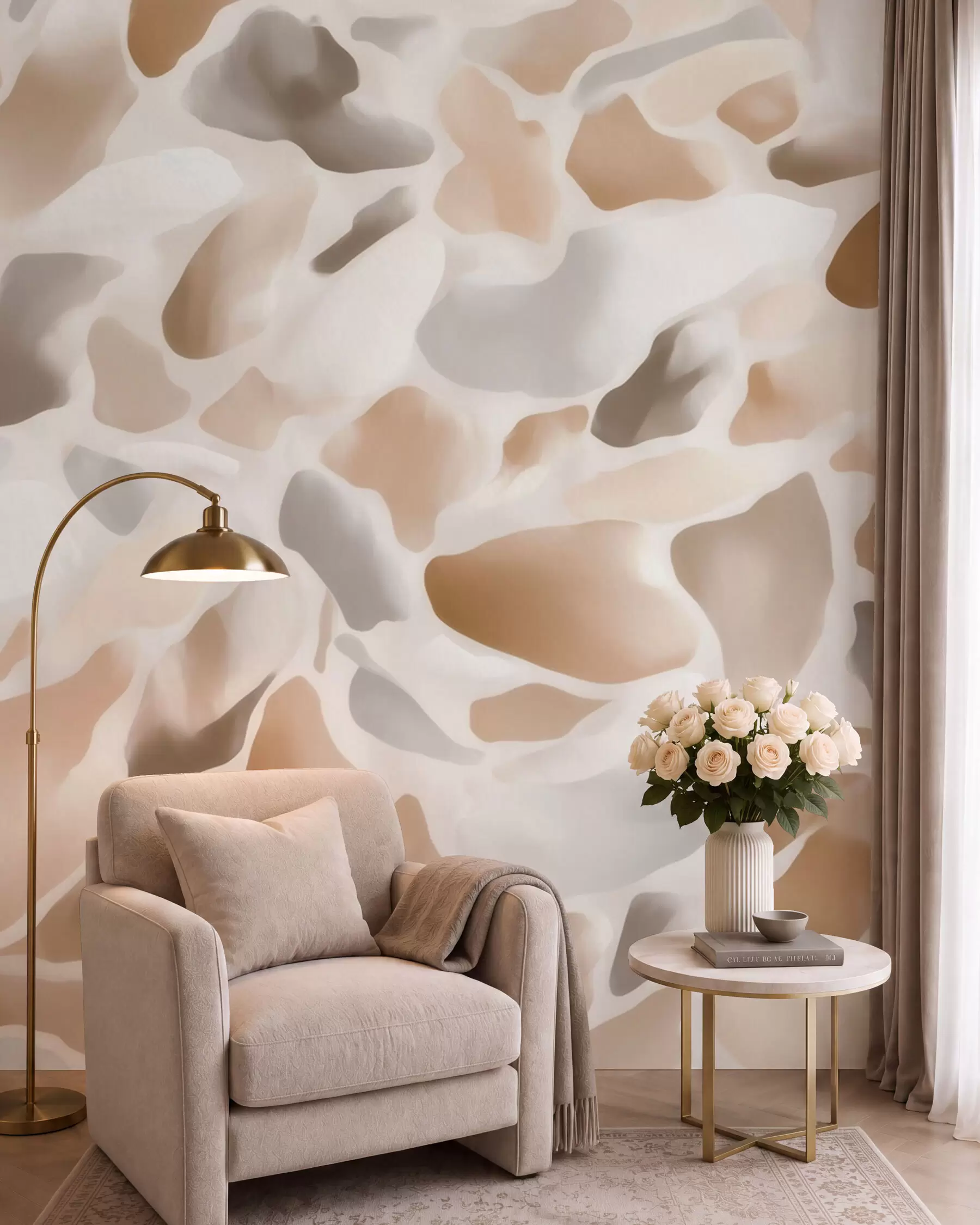 murais de parede Textura abstrata de terrazzo natural em tons claros w09933