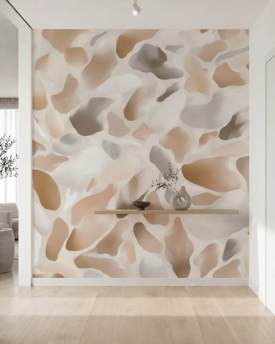 murais de parede Textura abstrata de terrazzo natural em tons claros w09933