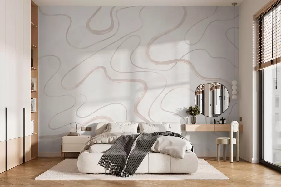 murais de parede Linhas abstratas e fluidas sobre um fundo claro w05726