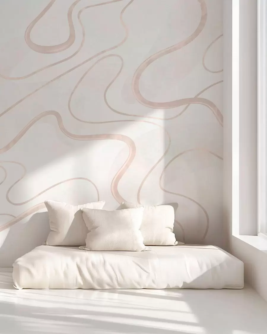 murais de parede Linhas abstratas e fluidas sobre um fundo claro w05726