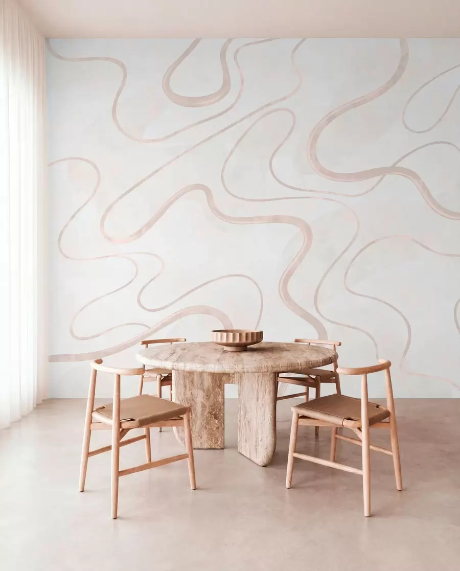 murais de parede Linhas abstratas e fluidas sobre um fundo claro w05726