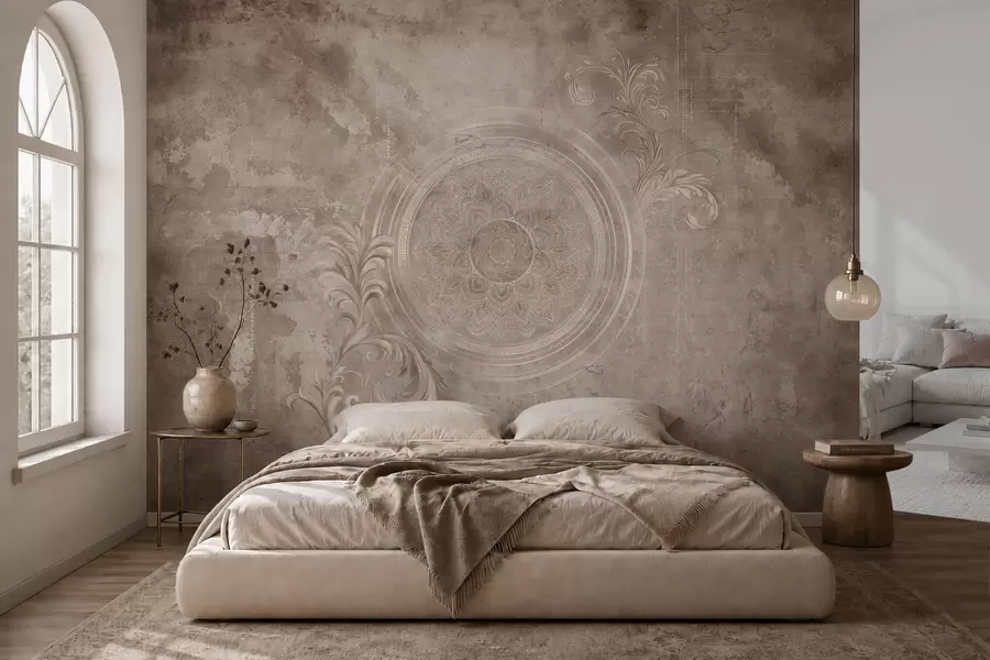 murais de parede Padrão circular ornamental sobre um fundo texturado w05727