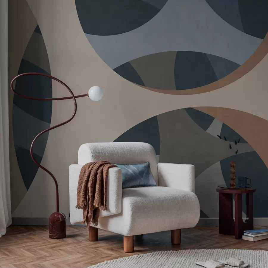 murais de parede abstração textural contemporânea em tons de azul e bege w05751