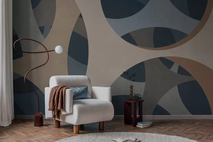 murais de parede abstração textural contemporânea em tons de azul e bege w05751