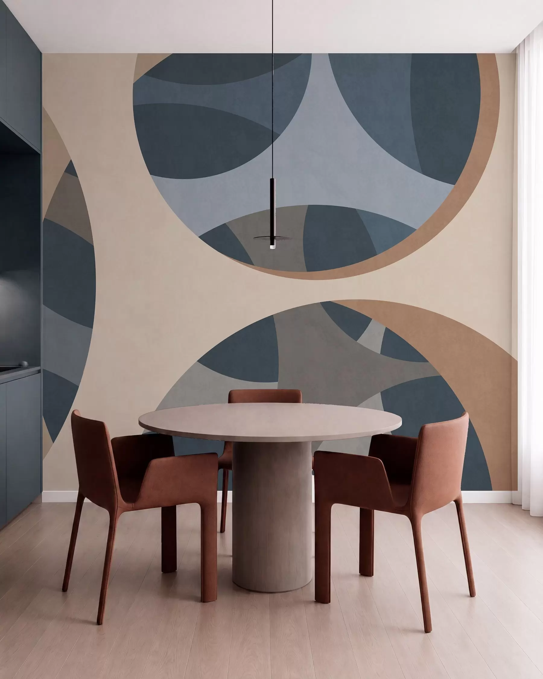 murais de parede abstração textural contemporânea em tons de azul e bege w05751