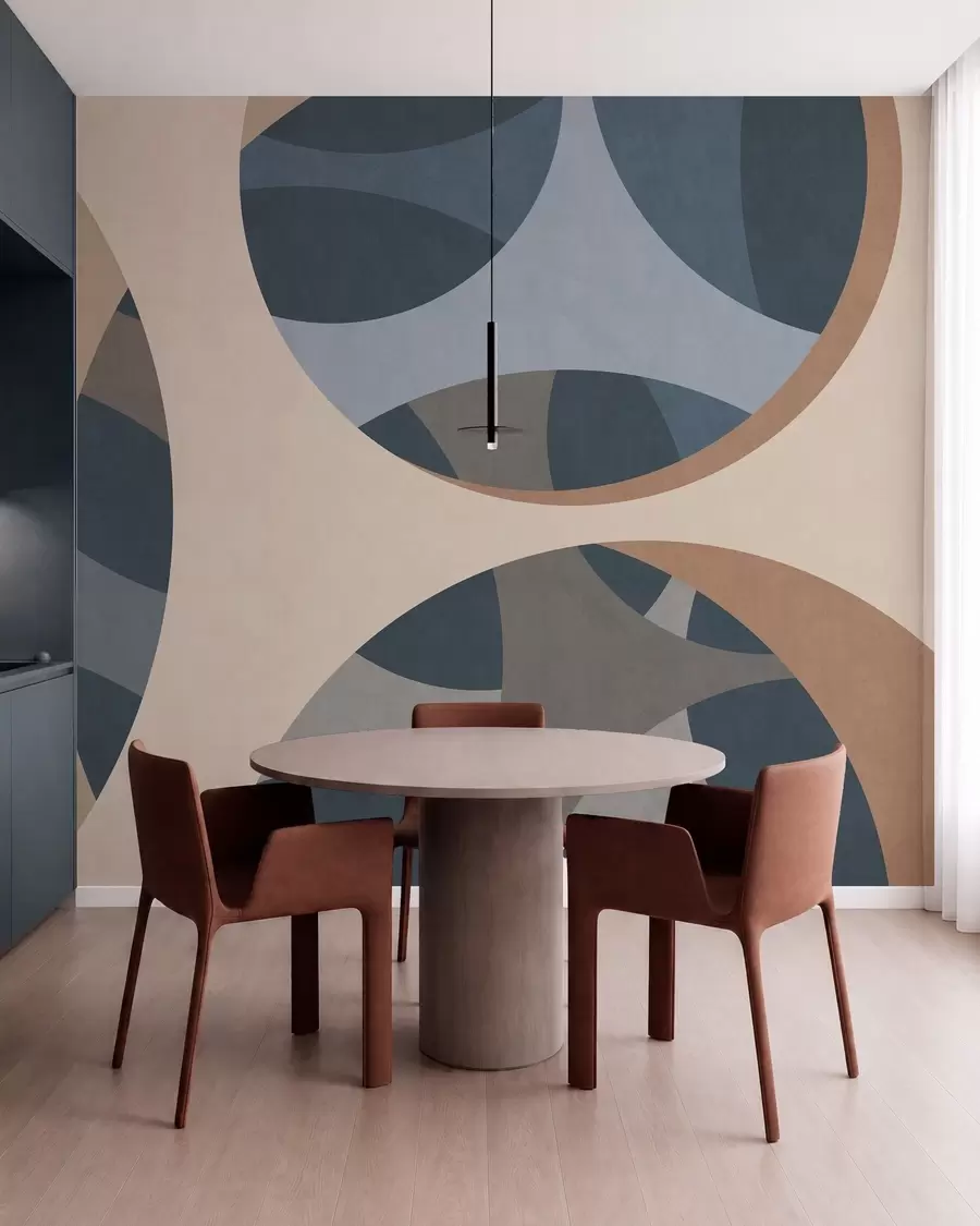 murais de parede abstração textural contemporânea em tons de azul e bege w05751