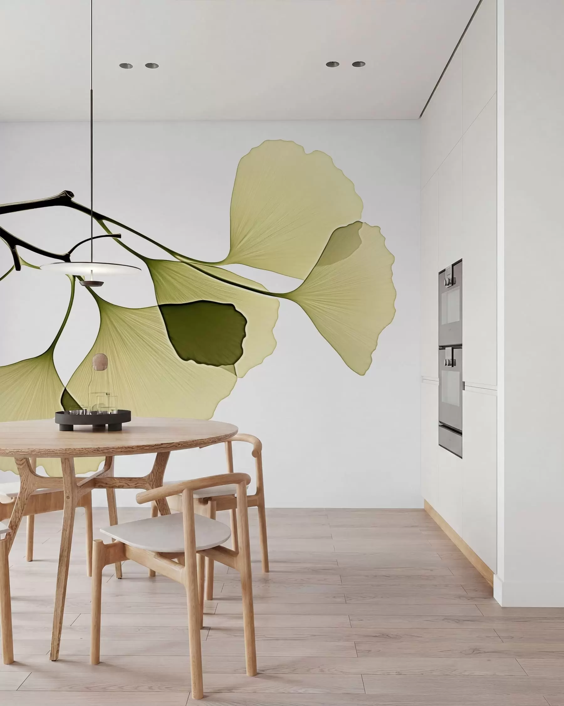 murais de parede Folhas em forma de leque do ginkgo w09968