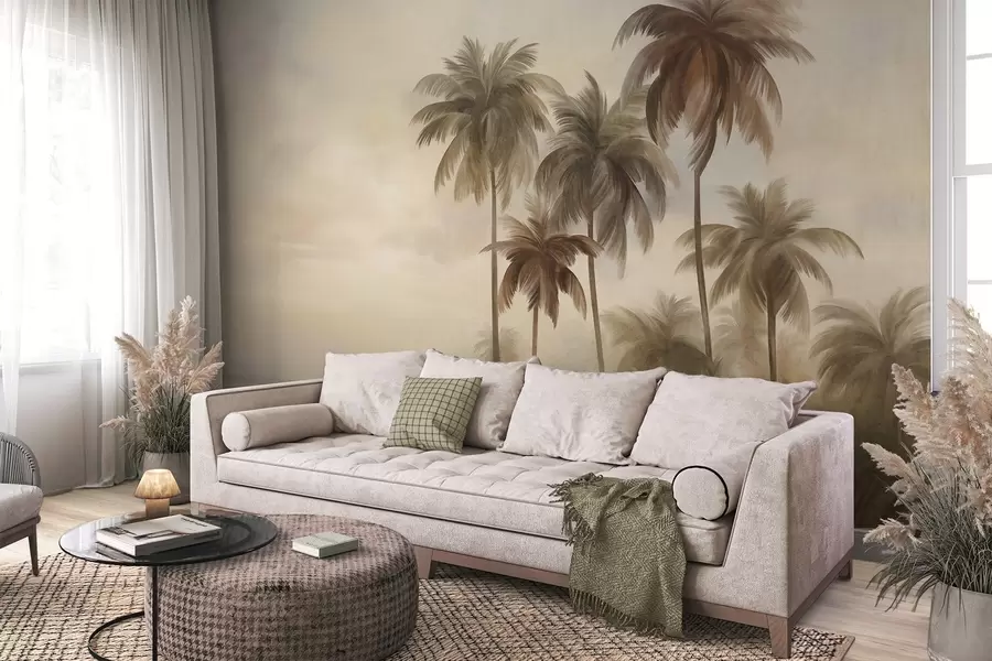 murais de parede Palmeiras, paisagem tropical, arte texturada w09938