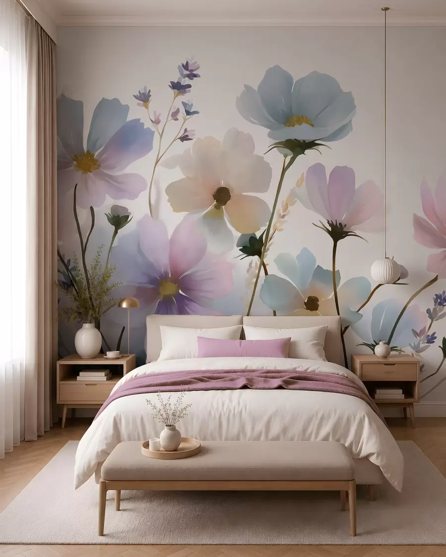 murais de parede Flores silvestres em estilo aquarela w05755