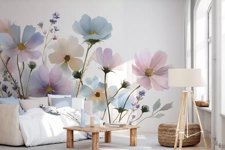 murais de parede Flores silvestres em estilo aquarela w05755