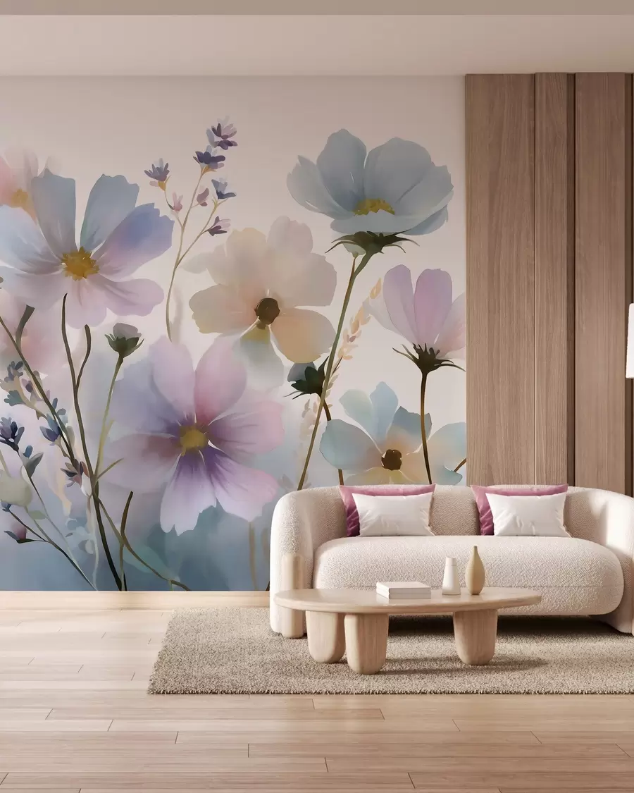 murais de parede Flores silvestres em estilo aquarela w05755