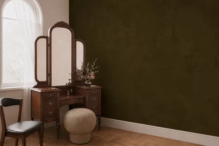 murais de parede Tom de azeitona escuro, com textura suave e transições tonais naturais w05814v3