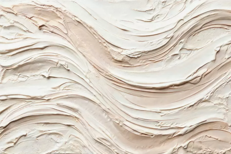 murais de parede Ondas quentes em tons de creme e pêssego, imitando gesso texturado, abstrato w09990