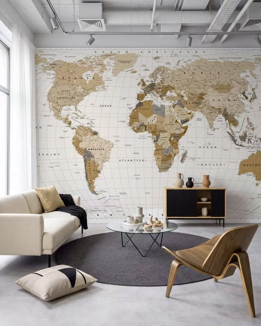 murais de parede Mapa do mundo com bandeiras c00016pl