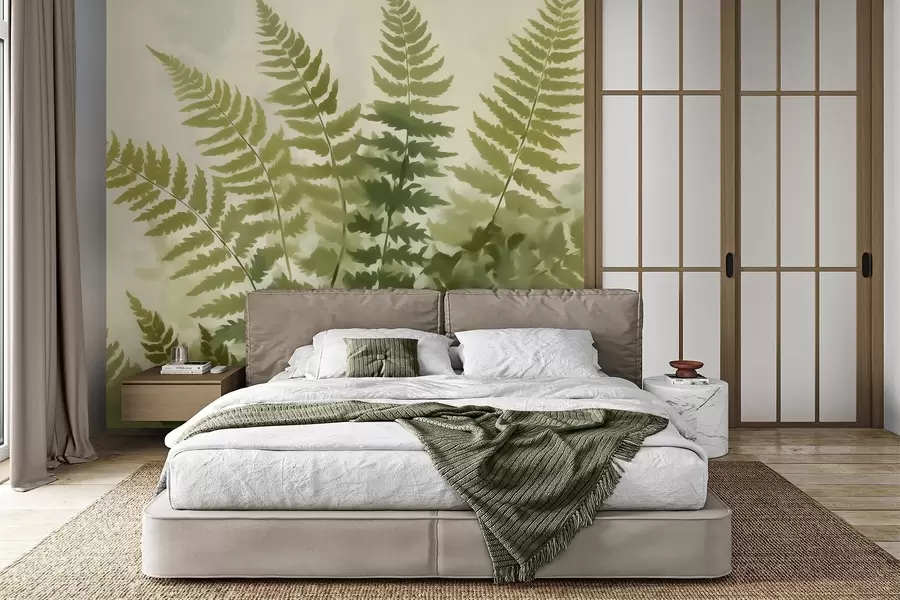 murais de parede Folhas de feto estilizadas de forma abstrata, imitação de pintura w05852