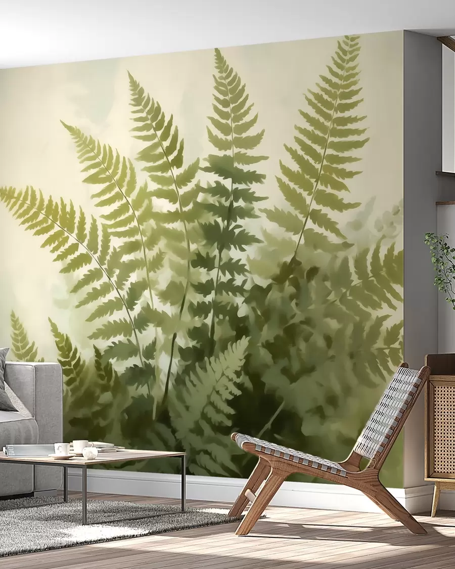 murais de parede Folhas de feto estilizadas de forma abstrata, imitação de pintura w05852