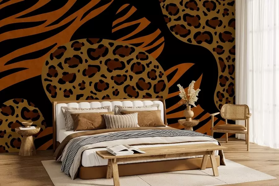 murais de parede Padrões de leopardo e tigre inspirados em animais selvagens w05759