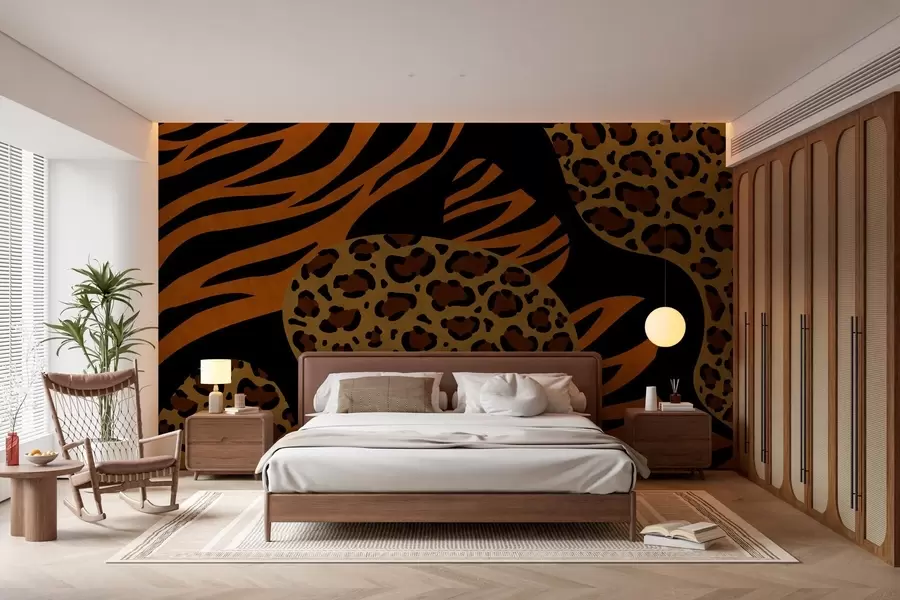 murais de parede Padrões de leopardo e tigre inspirados em animais selvagens w05759