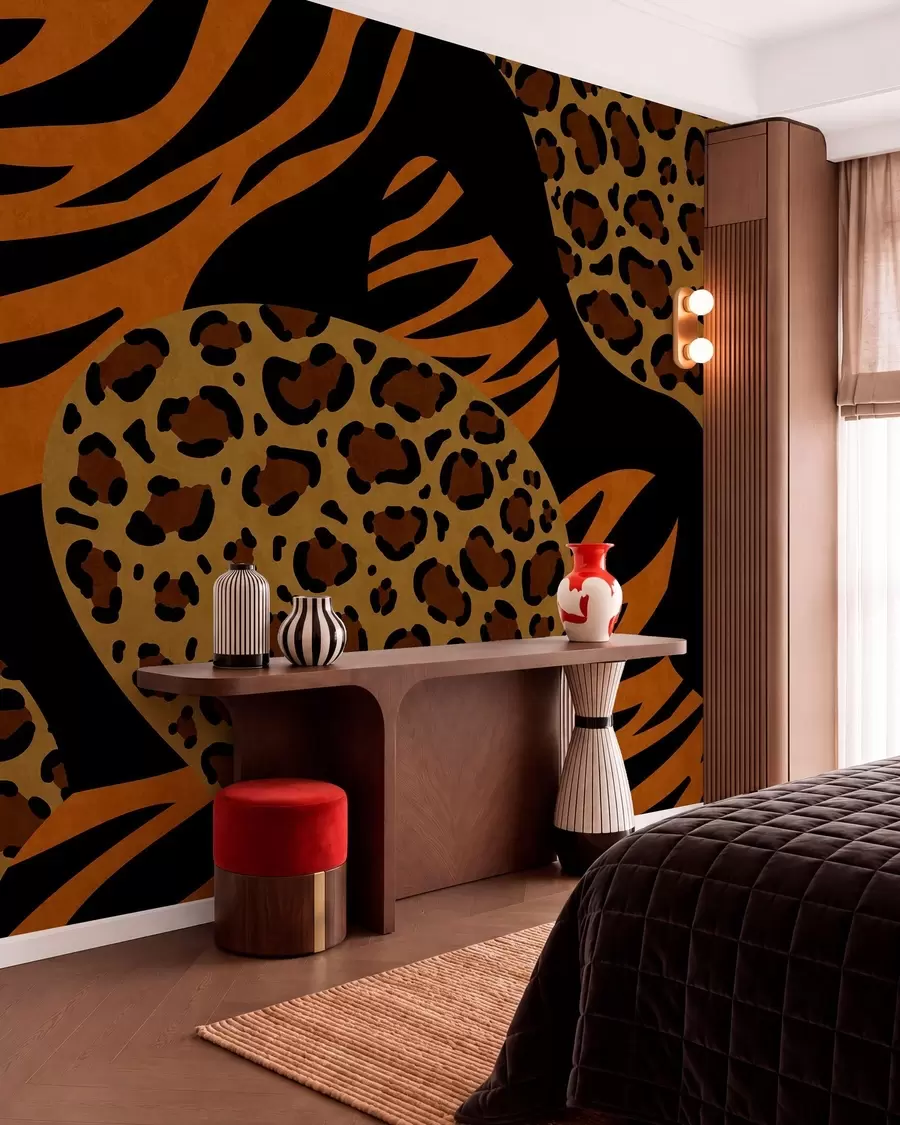 murais de parede Padrões de leopardo e tigre inspirados em animais selvagens w05759