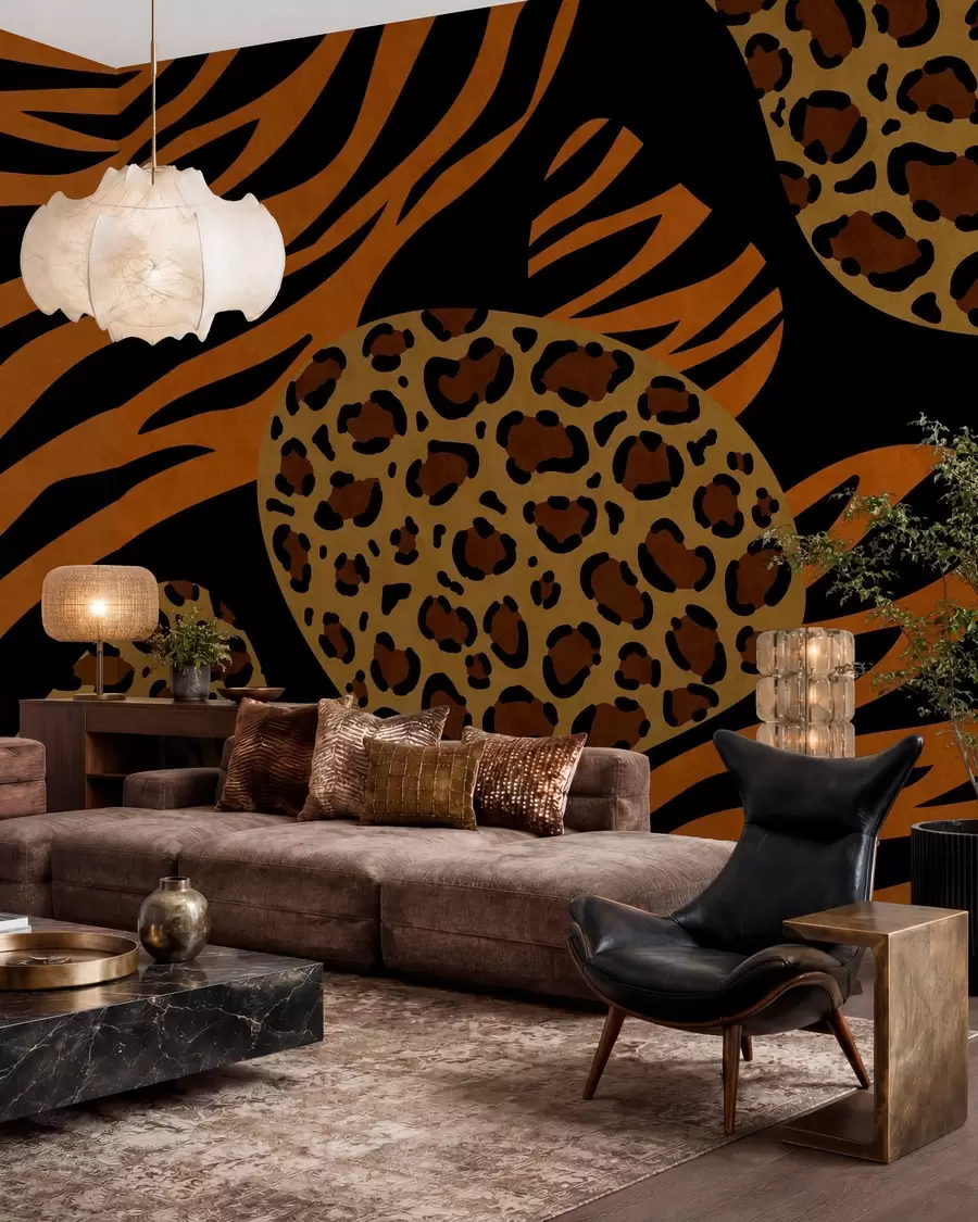 murais de parede Padrões de leopardo e tigre inspirados em animais selvagens w05759