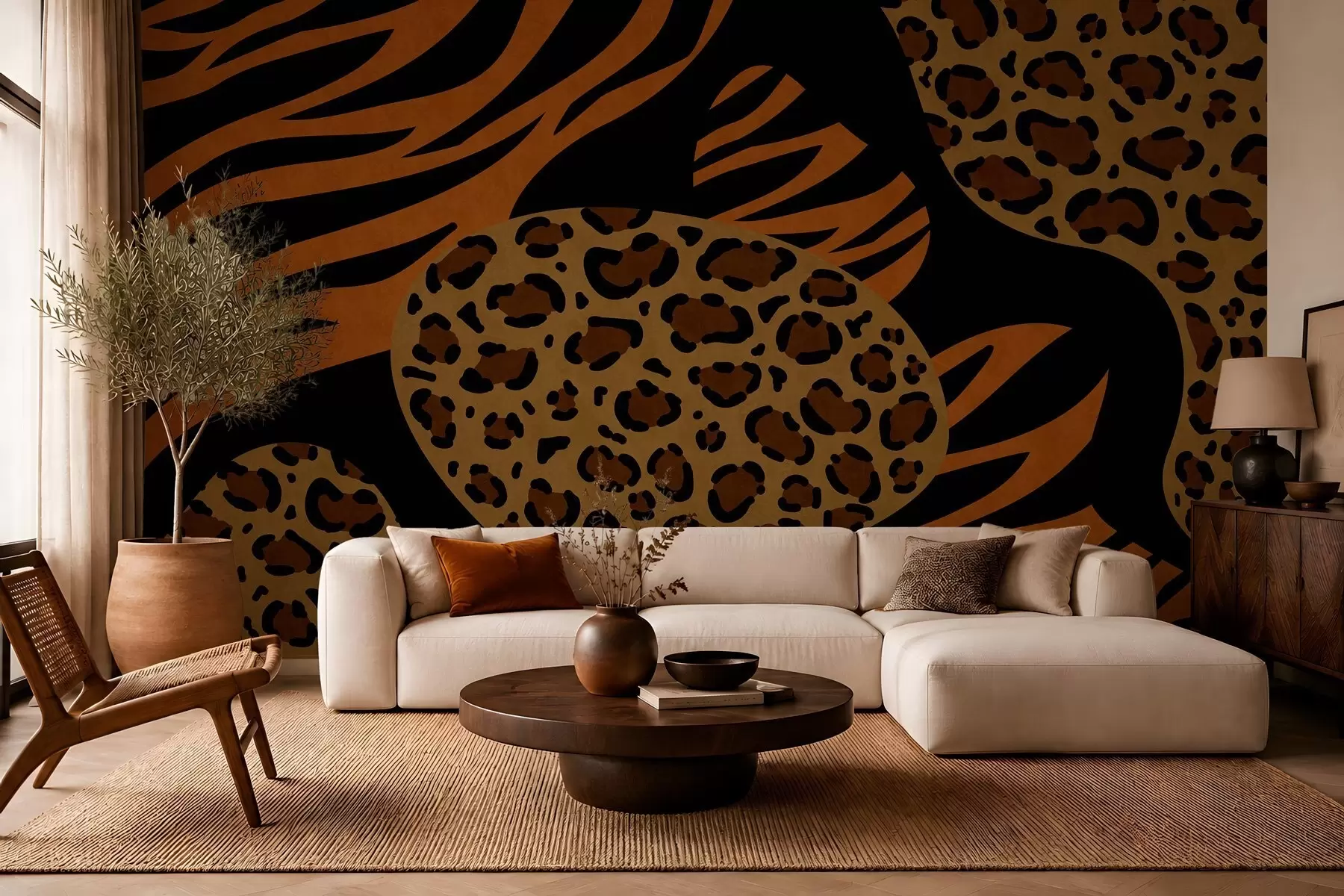 murais de parede Padrões de leopardo e tigre inspirados em animais selvagens w05759