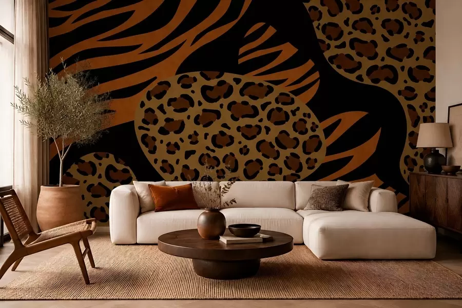 murais de parede Padrões de leopardo e tigre inspirados em animais selvagens w05759