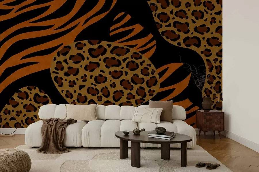 murais de parede Padrões de leopardo e tigre inspirados em animais selvagens w05759