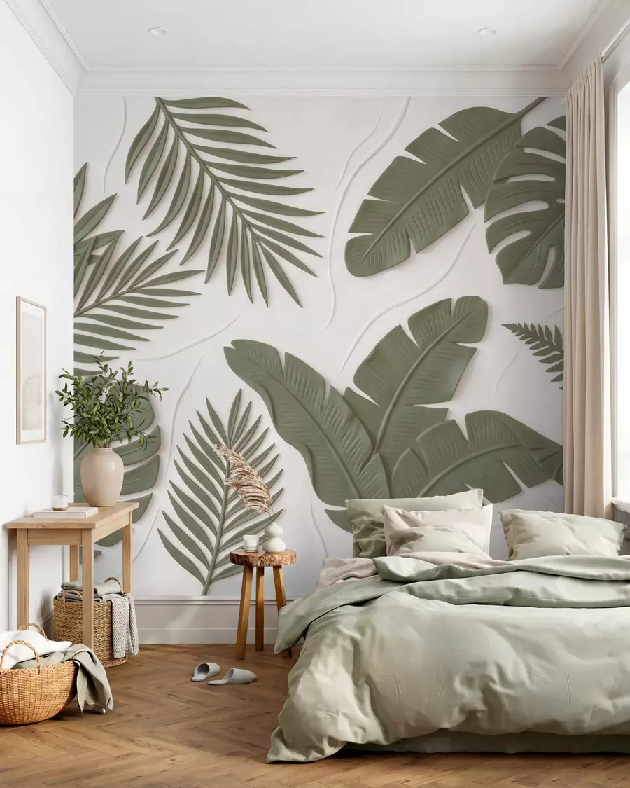 murais de parede Folhas verdes com textura w09995