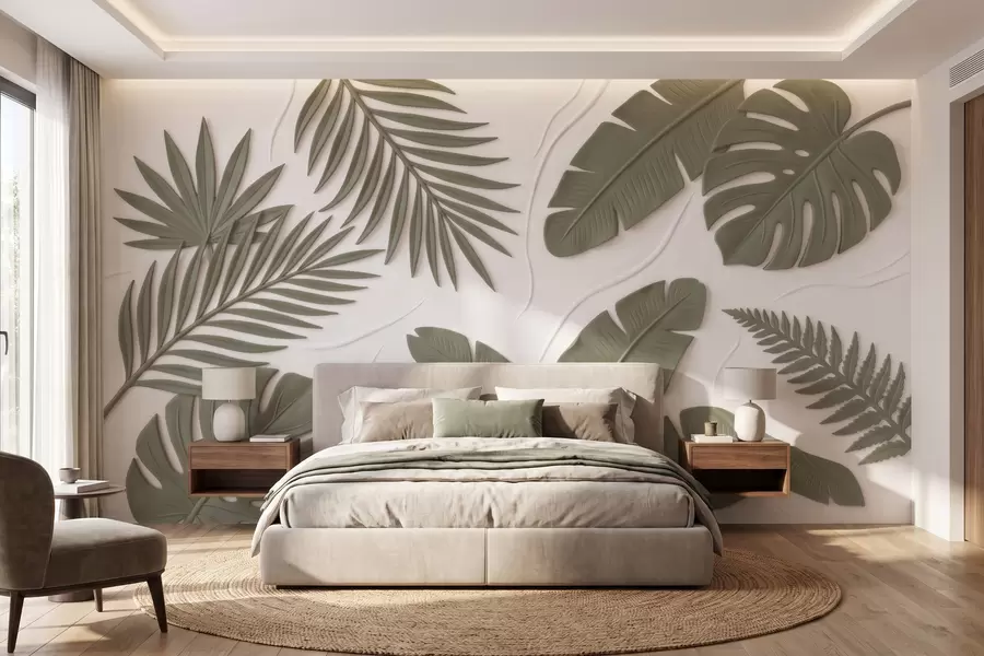 murais de parede Folhas verdes com textura w09995