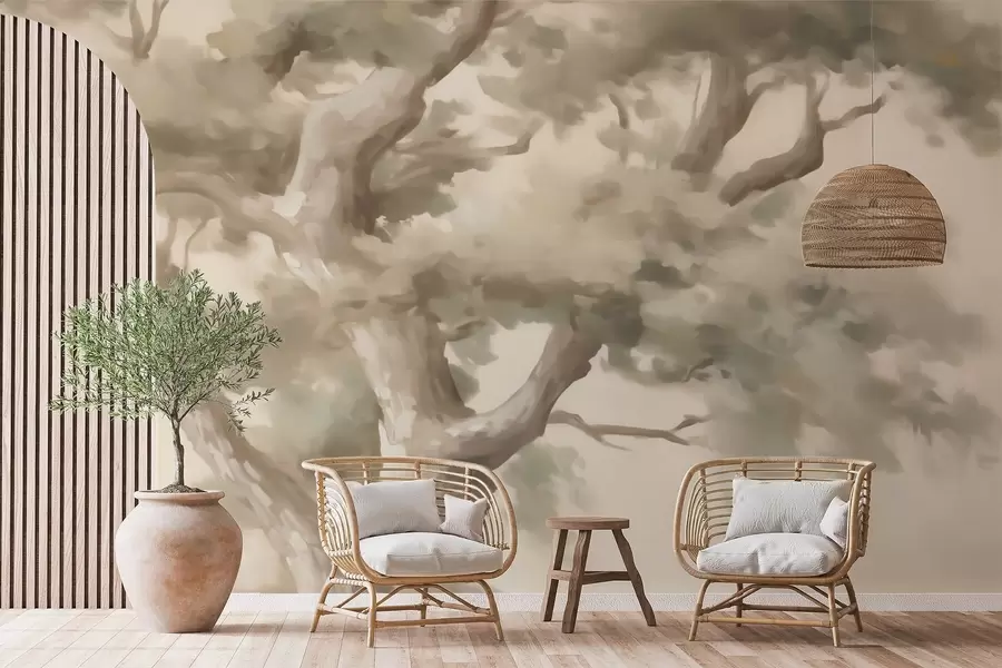 murais de parede Árvore abstrata, imitação de pintura w05875