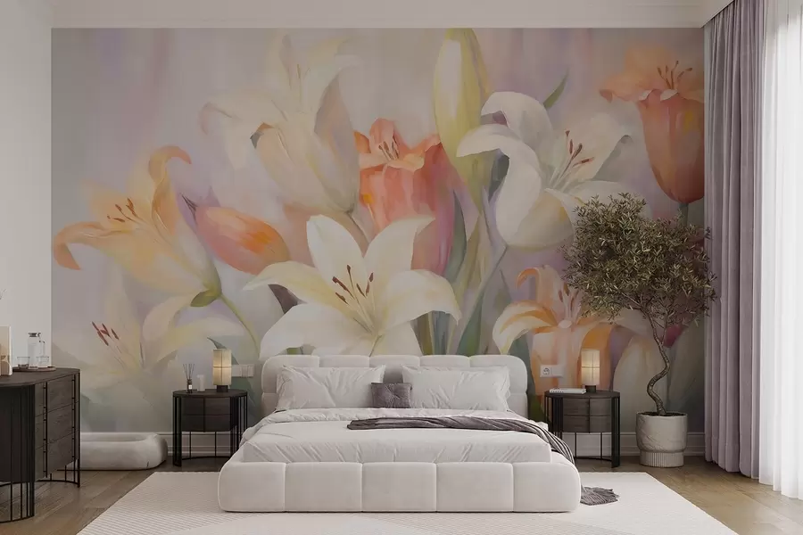 murais de parede Lírios abstratos, imitação de pintura w05878