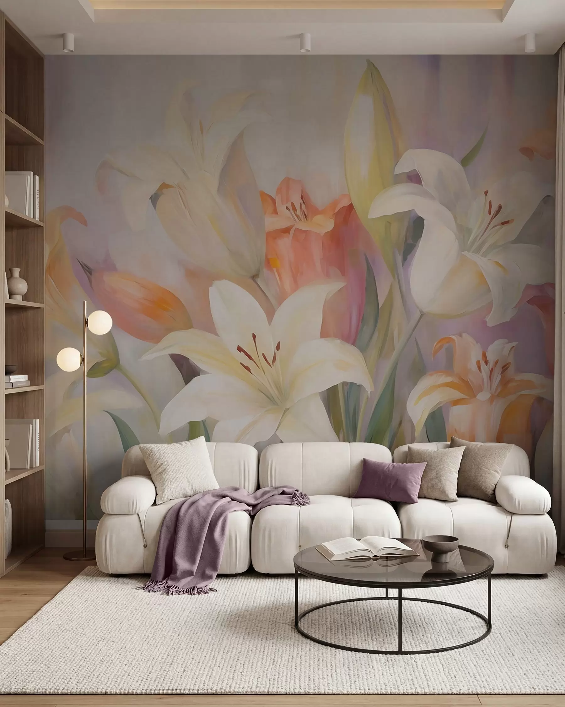 murais de parede Lírios em tons pastel w05878