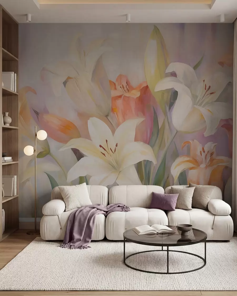 murais de parede Lírios abstratos, imitação de pintura w05878