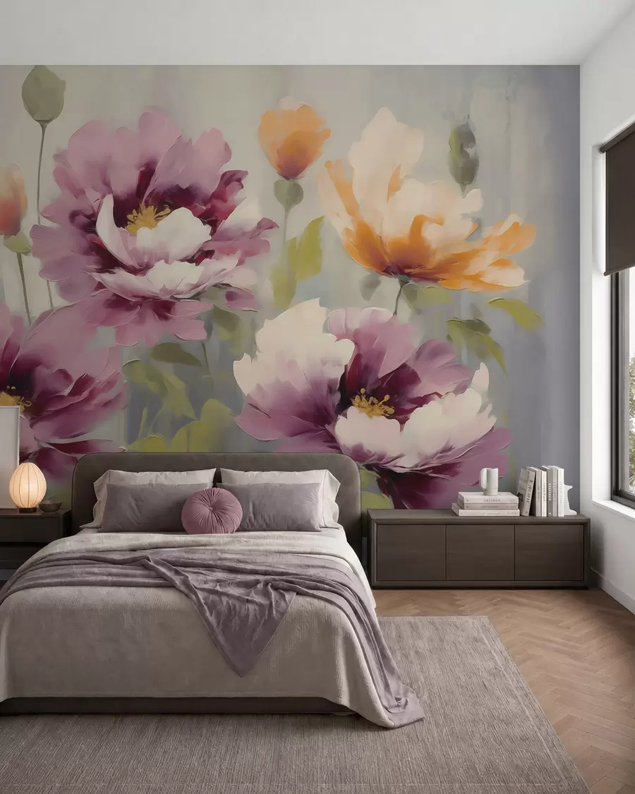 murais de parede Flores abstratas e estilizadas, imitação de pintura w05848