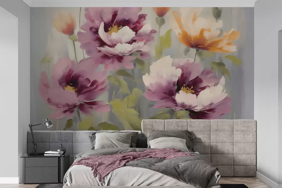 murais de parede Flores abstratas e estilizadas, imitação de pintura w05848