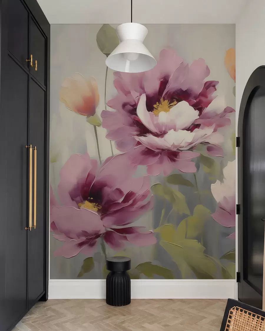 murais de parede Flores abstratas e estilizadas, imitação de pintura w05848