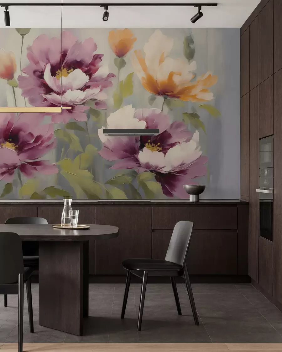 murais de parede Flores abstratas e estilizadas, imitação de pintura w05848