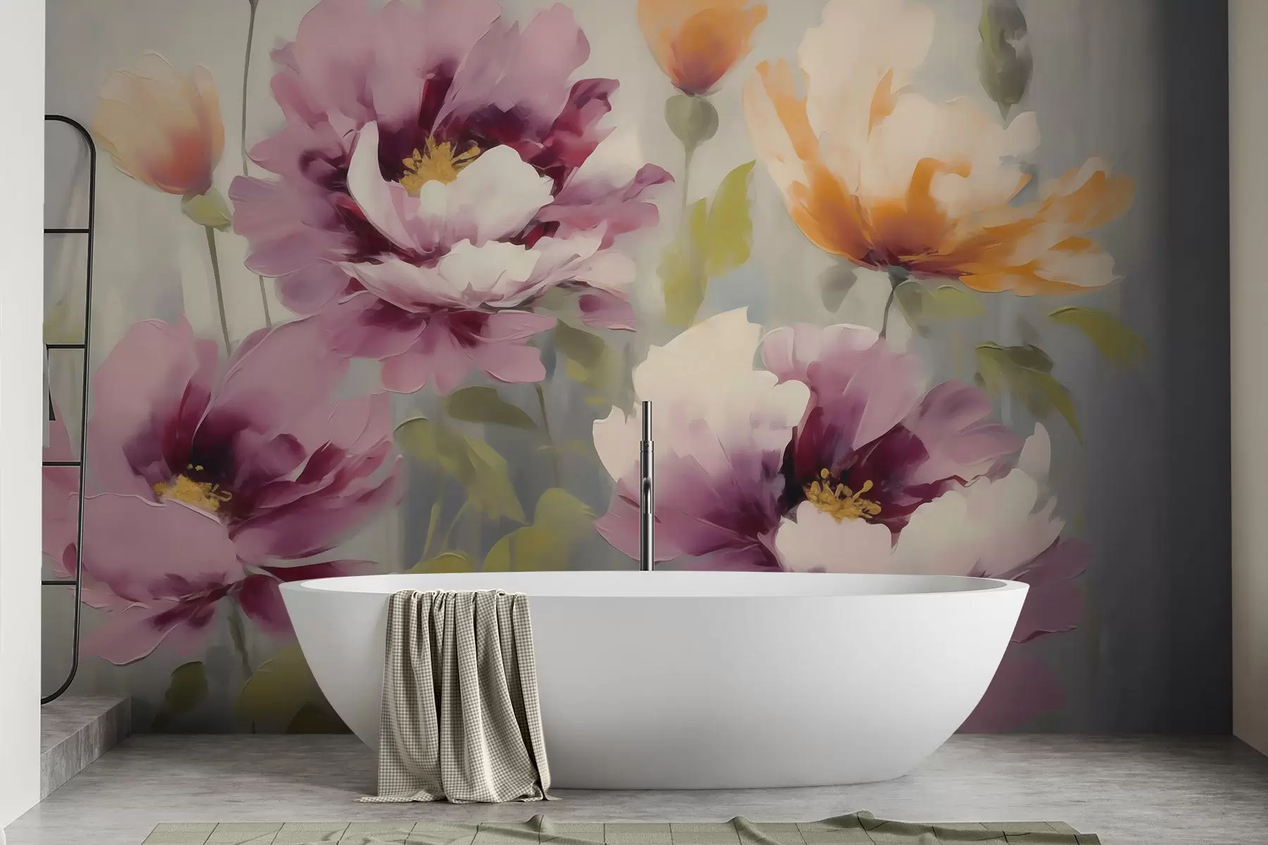 murais de parede Flores abstratas e estilizadas, imitação de pintura w05848