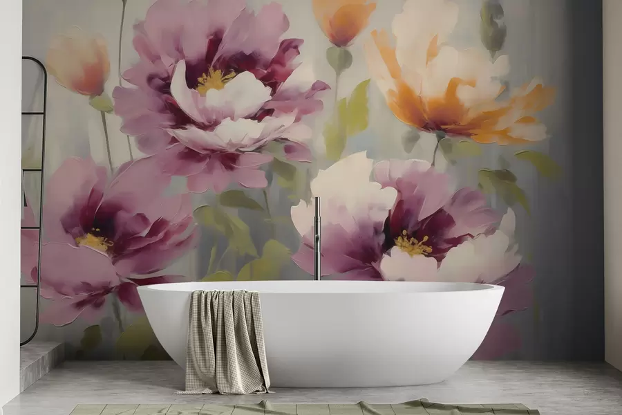 murais de parede Flores abstratas e estilizadas, imitação de pintura w05848