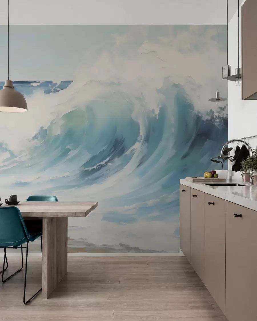 murais de parede Ondas, imitação da pintura w05899