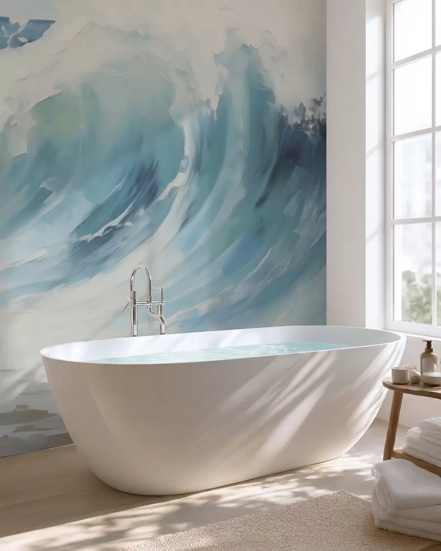 murais de parede Ondas, imitação da pintura w05899