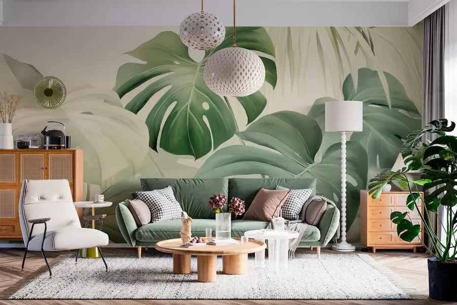 murais de parede Monstera, folhas de palmeira w05909