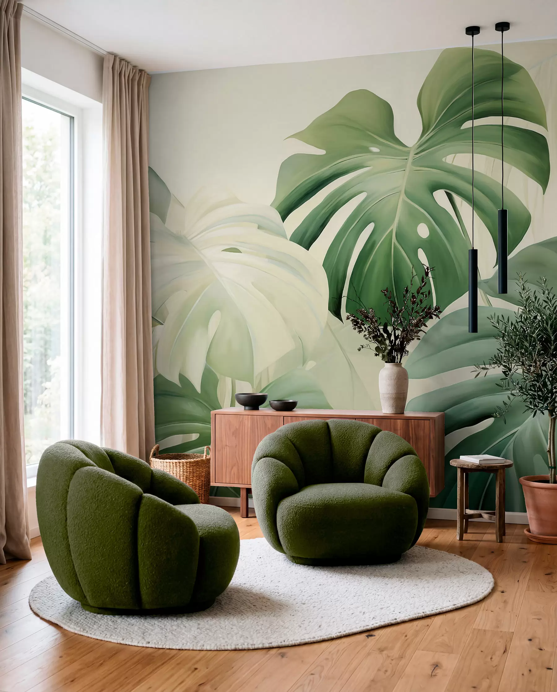 murais de parede Monstera em verde w05909