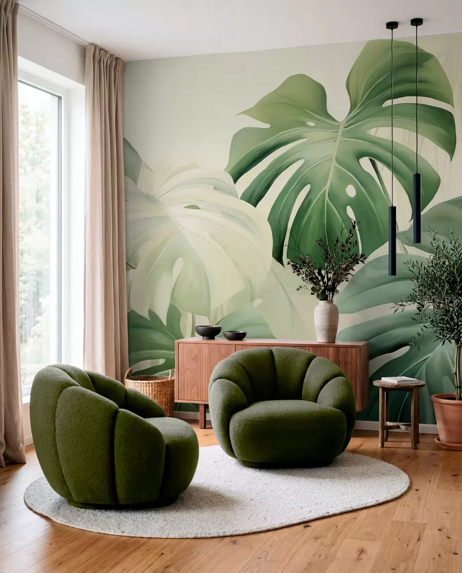 murais de parede Monstera, folhas de palmeira w05909