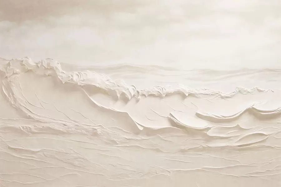 murais de parede Ondas do mar claras e texturadas em tons cremosos w05898