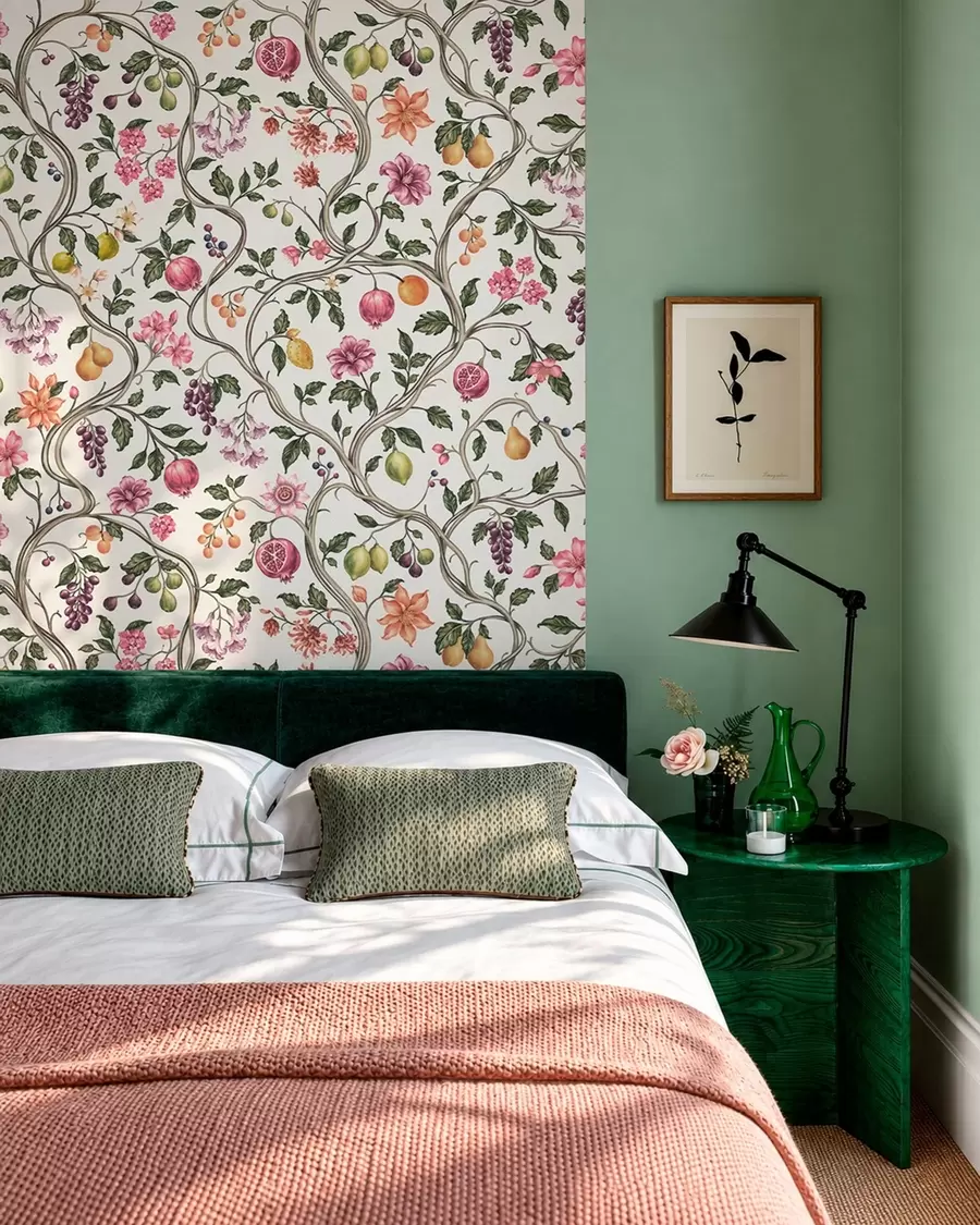 murais de parede Padrão floral e frutal com ramos entrelaçados w05862v1