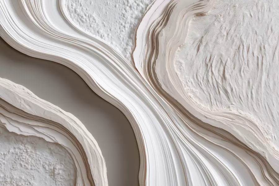 murais de parede Imitação de reboco com textura ondulada em tons de bege-creme com efeito 3D w10042