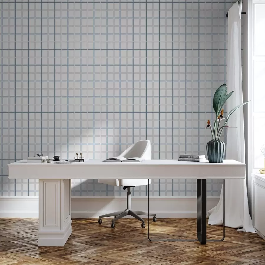 murais de parede Padrão xadrez com linhas azuis e cor-de-rosa a01267v6